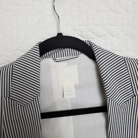 H&M cotton striped career work open front  blazer - Picture 3 of 12